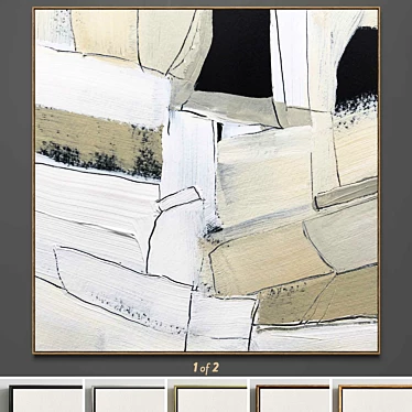 Abstract Plaster Square Frames Set 3D model image 1 