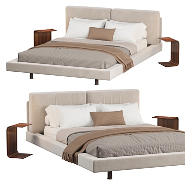 Modern Queen Size Dresden Bed 3D model image 1 