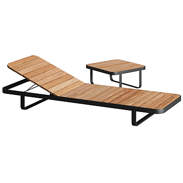 Zen Teak Sun Lounger Set 3D model image 1 