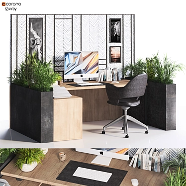 Modern Versatile Home Office Desk 3D model image 1 