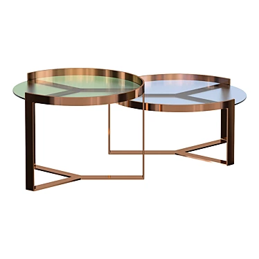 Copper Brushed Green Glass Table 3D model image 1 