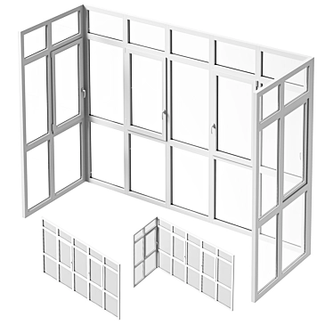 Panoramic Balcony Glazing 3D model image 1 