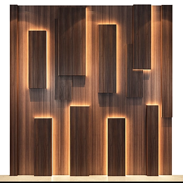 Edit-Friendly Wood Wall Panel 3D model image 1 