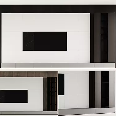 Modern TV Wall Unit, Dual-toned 3D model image 1 