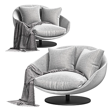 AVI Fabric Armchair with Swivel 3D model image 1 