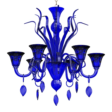 Italian Murano Glass Chandelier Blue 3D model image 1 