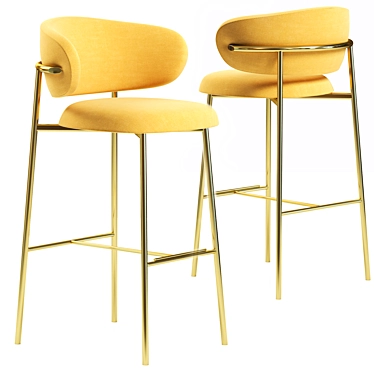 Elegant Padded Oleandro Stool 3D model image 1 