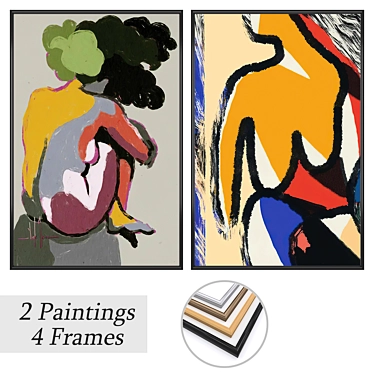 Art Prints Set with Frames 3D model image 1 