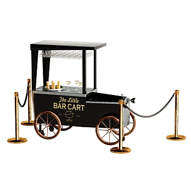 Sleek Black Wedding Bar Cart 3D model image 1 