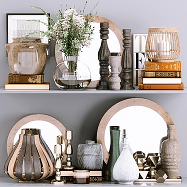 Elegant Home Decor Vases Mirrors 3D model image 1 