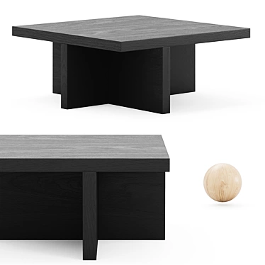 Modern Square Black Oak Coffee Table 3D model image 1 