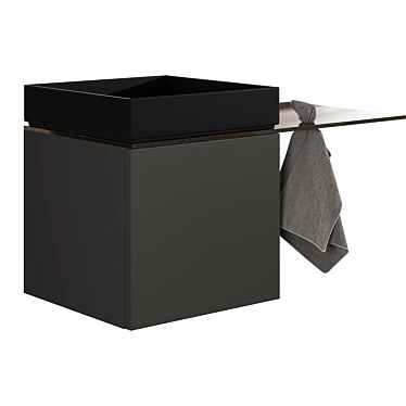 Compact Glass Top Washbasin Cabinet 3D model image 1 