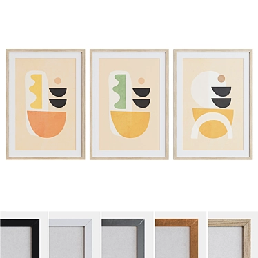 Modern Abstract Picture Frame Set 3D model image 1 