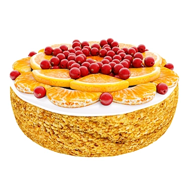 Cake 3D Model Tangerine Cranberries 3D model image 1 