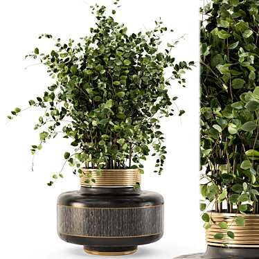 Rustic Concrete Pots with Greenery 3D model image 1 