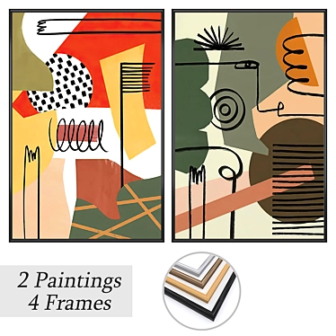 Gallery Art Set with Frames 3D model image 1 