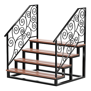 Forged DPC Step Metal Staircase 3D model image 1 