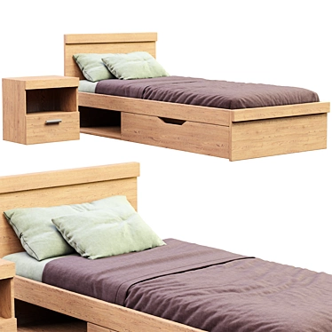 Modern Oskar Single Bed Frame 3D model image 1 