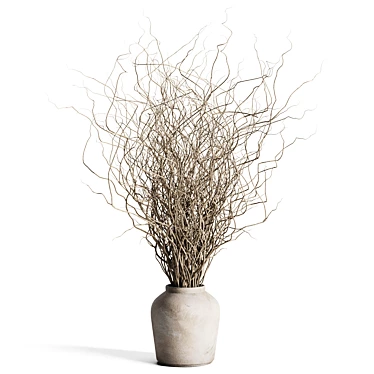 Concrete Vase Dried Branches Bouquet 3D model image 1 