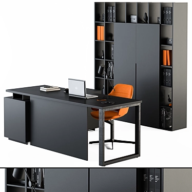 Executive Orange Black Desk 330 3D model image 1 