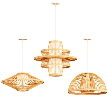 Sleek Bamboo Pendant Light 3D model image 1 