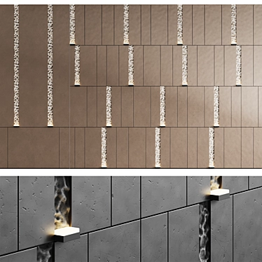 Modern Stone and Metal Wall Panel 3D model image 1 