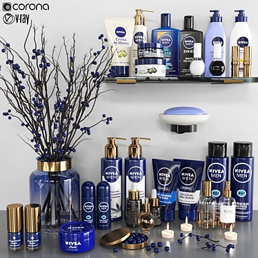 Bath Bliss Set: Flowers, Candle, Nivea 3D model image 1 