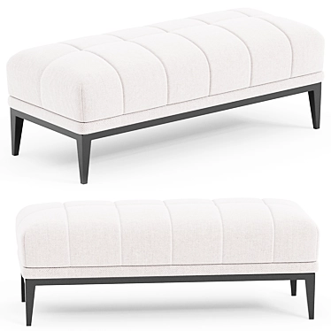 Grace Tufted White Bench 3D model image 1 