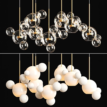 Italian Design Bolle Chandelier Glass 3D model image 1 