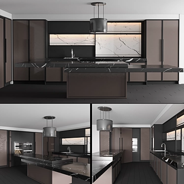 Modern Kitchen Cabinet Set 3 3D model image 1 