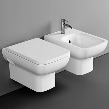 Modern Wall Hung Toilet Set 3D model image 1 