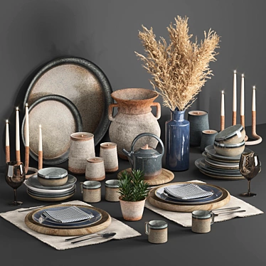 Modern Tableware Set with V-Ray 3D model image 1 