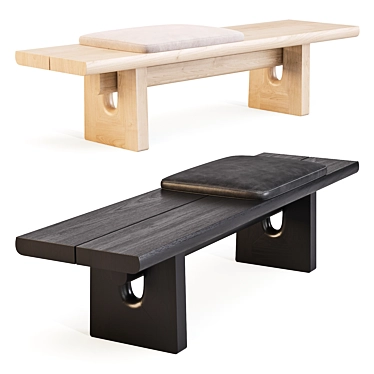 Poliform Nara Wooden Bench, Elegant 3D model image 1 