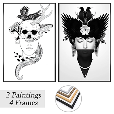 Wall Art Set with Frame Options 3D model image 1 