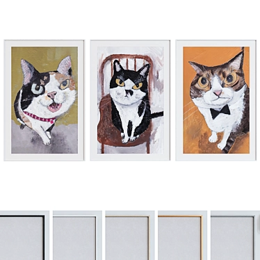 Modern Cat Image Frame Set 3D model image 1 