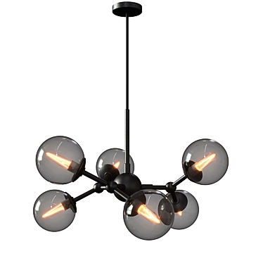 Modern Pendant Light Atom Black 3D model image 1 