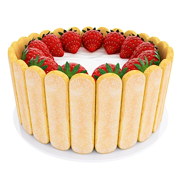 Strawberry Cake & Cookies 3D Model 3D model image 1 