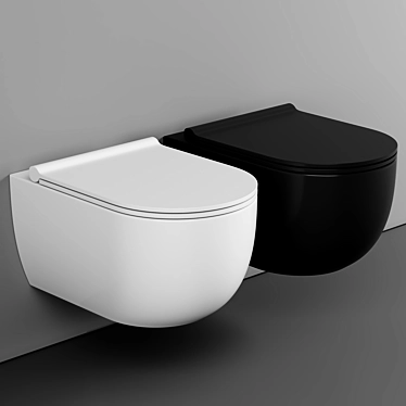 Sleek Black Rimless Wall Toilet 3D model image 1 