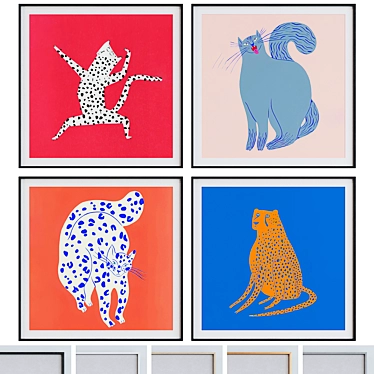 Modern Cat Picture Frame Set 3D model image 1 