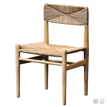 Rustic Woven Wood Chair Set 3D model image 1 