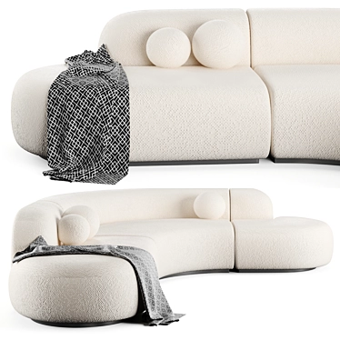 Elegant Boucle Cream Bjorn Sofa 3D model image 1 
