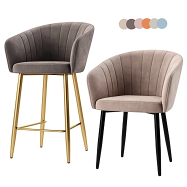 Garda Semi-Bar Stool Set 3D model image 1 