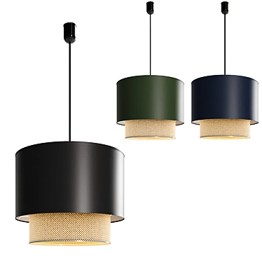 Modern Double Lampshade Pendant Light 3D model image 1 