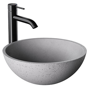 Circum 40 Concrete Washbasin Set 3D model image 1 