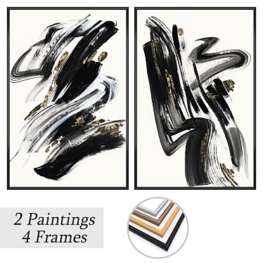 Duo Artwork Set with Frames 3D model image 1 