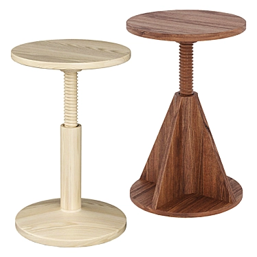 Wooden Rocket & Bobbin Stool 3D model image 1 