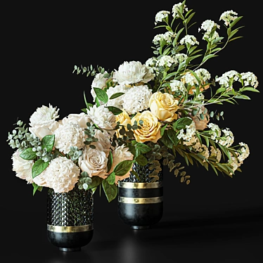 Elegant Floral Decor Set 3D model image 1 