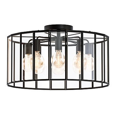 Modern Matte Black Chandelier Fixture 3D model image 1 