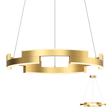 Segmented Brass LED Chandelier 3D model image 1 
