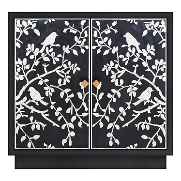 Bone White Bird Black Inlay Comod 3D model image 1 